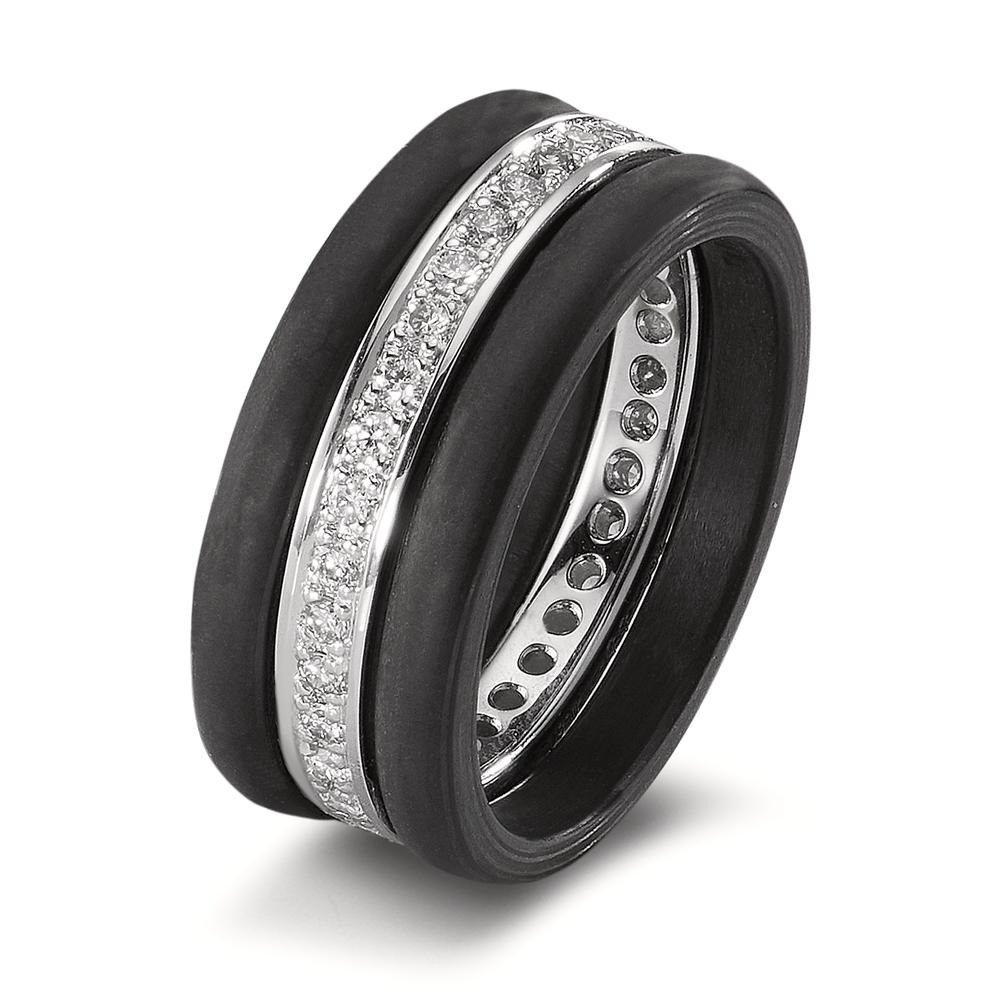 Gyűrű 750/18 K fehér arany, Szén Gyémánt 0.50 ct, 35 Kövek, w-si