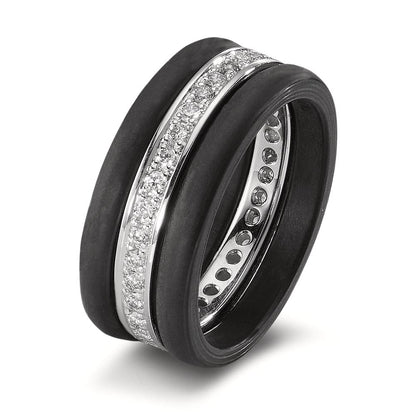 Gyűrű 750/18 K fehér arany, Szén Gyémánt 0.50 ct, 35 Kövek, w-si