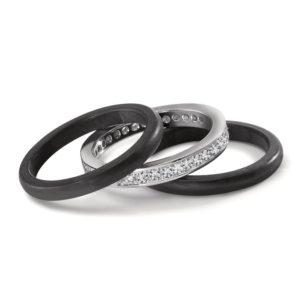 Gyűrű 750/18 K fehér arany, Szén Gyémánt 0.50 ct, 35 Kövek, w-si