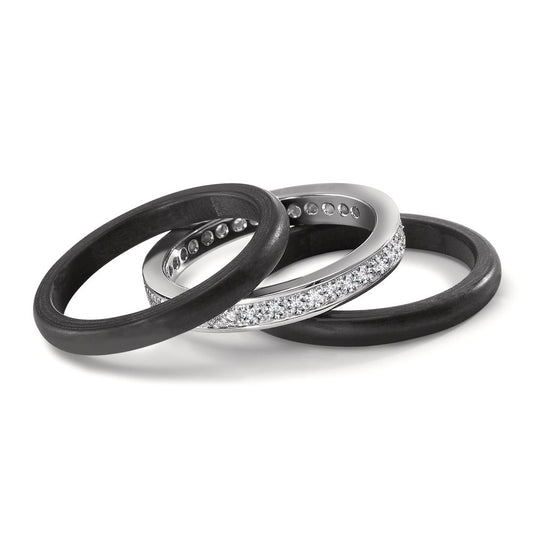 Gyűrű 750/18 K fehér arany, Szén Gyémánt 0.50 ct, 35 Kövek, w-si