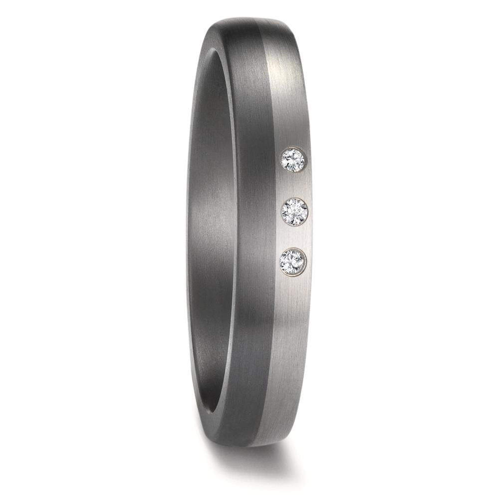 Partnergyűrű 999 tantál, 950 platina Gyémánt 0.03 ct, 3 Kövek, w-si