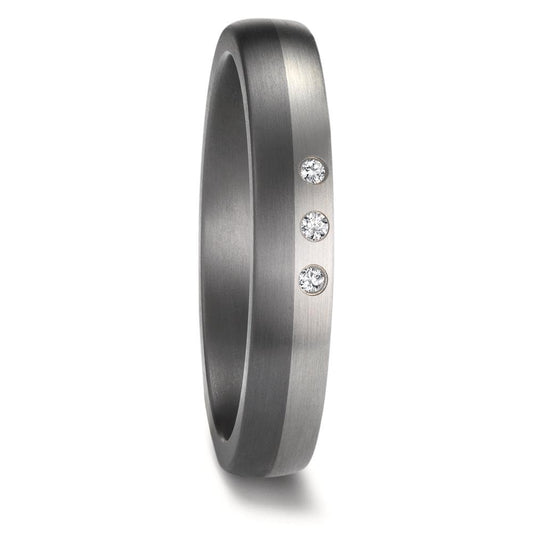Partnergyűrű 999 tantál, 950 platina Gyémánt 0.03 ct, 3 Kövek, w-si
