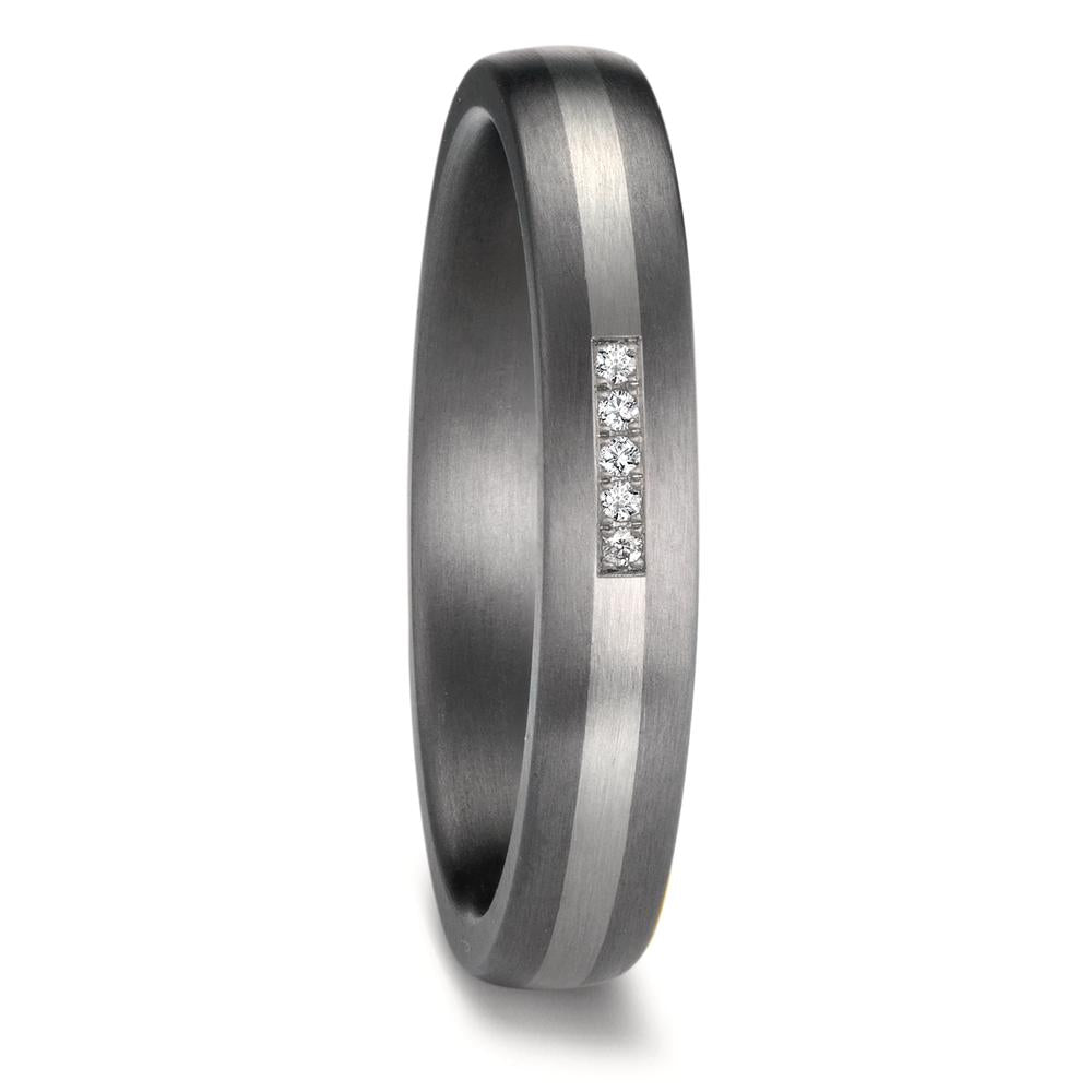 Partnergyűrű 999 tantál, 950 platina Gyémánt 0.017 ct, 5 Kövek, w-si