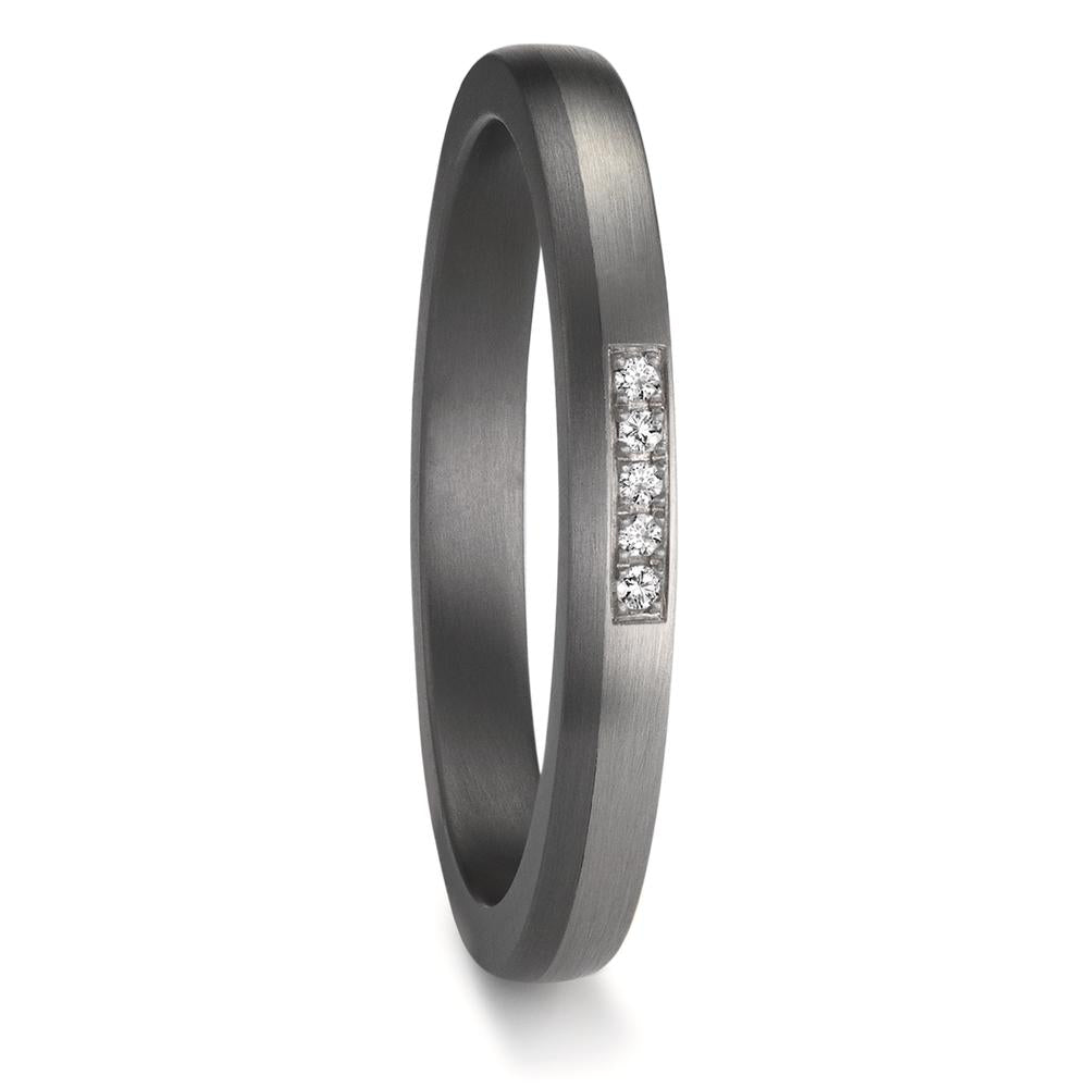 Partnergyűrű 999 tantál, 950 platina Gyémánt 0.035 ct, 5 Kövek, w-si