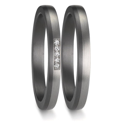 Partnergyűrű 999 tantál, 950 platina Gyémánt 0.035 ct, 5 Kövek, w-si