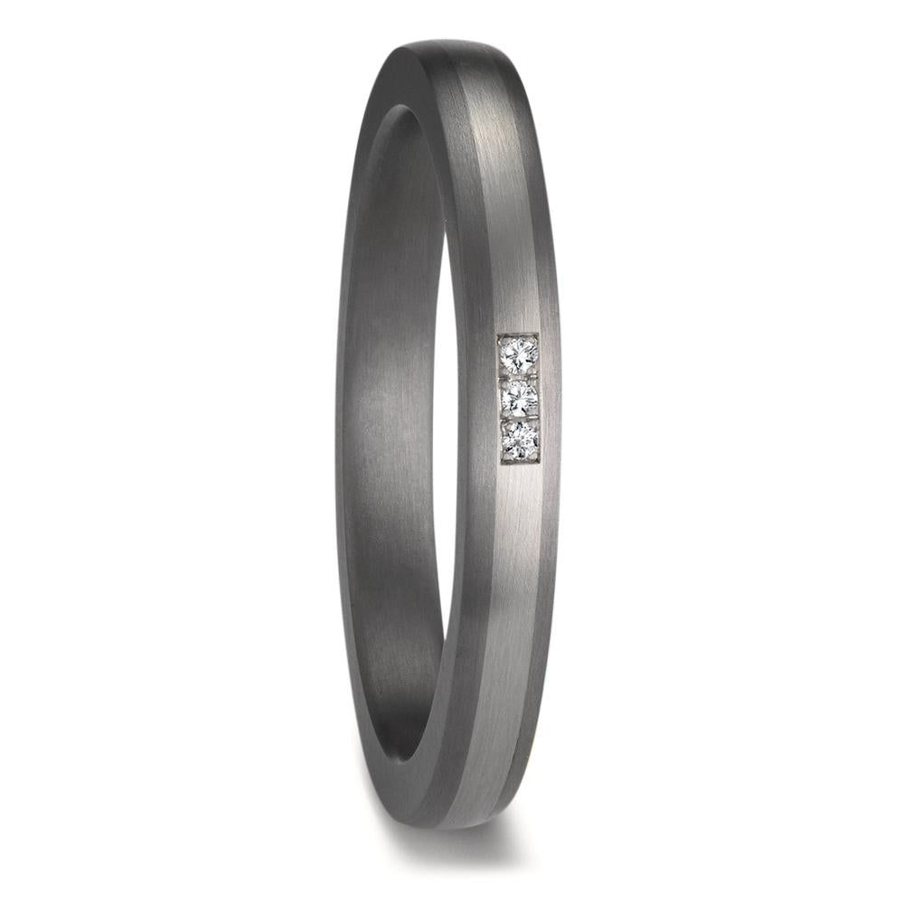 Partnergyűrű 999 tantál, 950 platina Gyémánt 0.01 ct, 3 Kövek, w-si