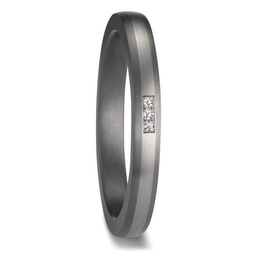 Partnergyűrű 999 tantál, 950 platina Gyémánt 0.01 ct, 3 Kövek, w-si