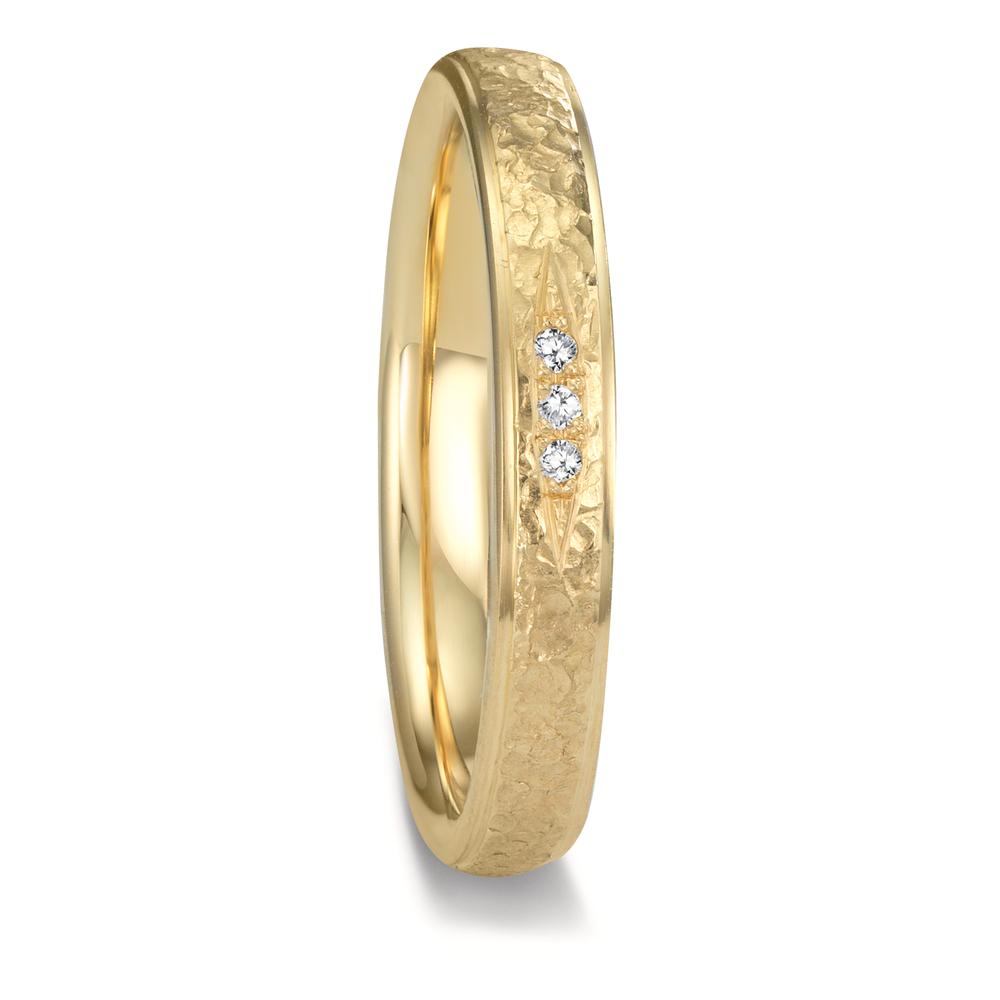 Partnergyűrű 750/18 K sárga arany Gyémánt 0.015 ct, 3 Kövek, tw-vsi