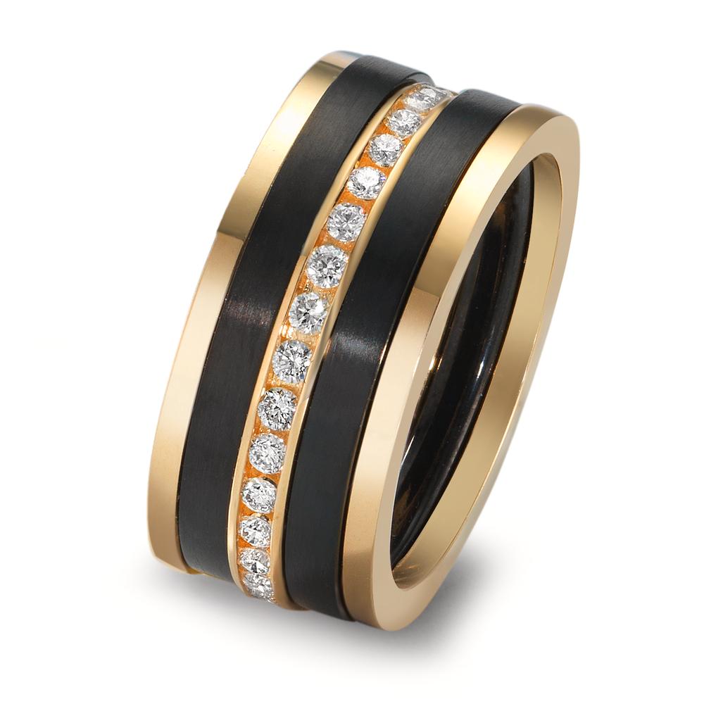 Gyűrű szett 750/18 K sárga arany, Titán Gyémánt 0.50 ct, w-si