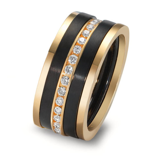 Gyűrű szett 750/18 K sárga arany, Titán Gyémánt 0.50 ct, w-si