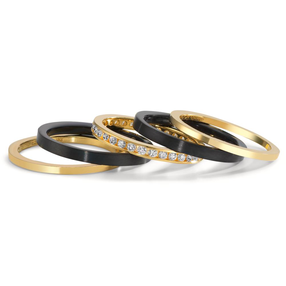 Gyűrű szett 750/18 K sárga arany, Titán Gyémánt 0.50 ct, w-si