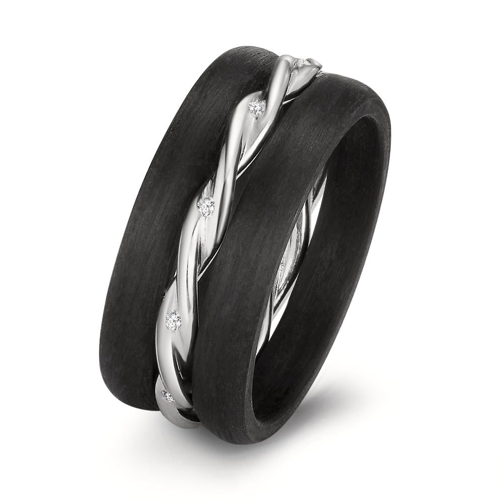 Gyűrű szett 750/18 K fehér arany, Szén Gyémánt 0.045 ct, 9 Kövek, w-si