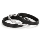 Gyűrű szett 750/18 K fehér arany, Szén Gyémánt 0.045 ct, 9 Kövek, w-si
