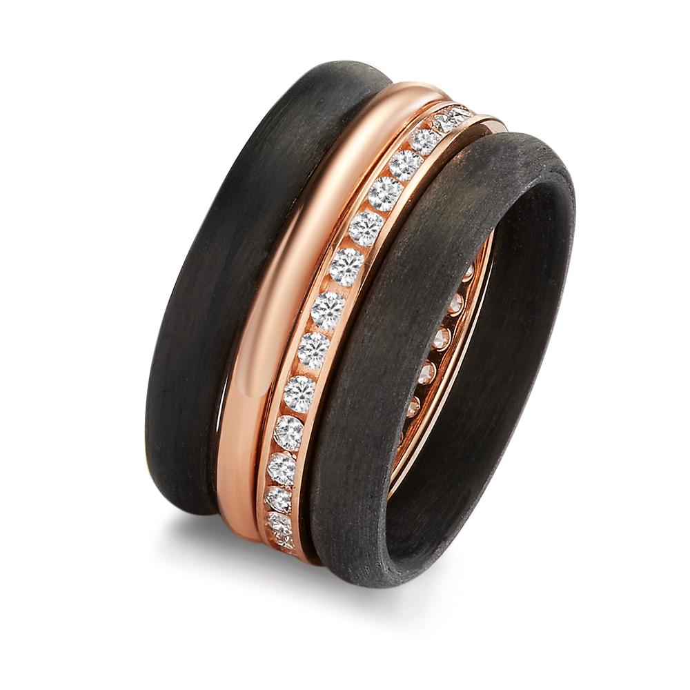 Gyűrű szett 750/18 K vörös arany, Szén Gyémánt 0.50 ct, w-si