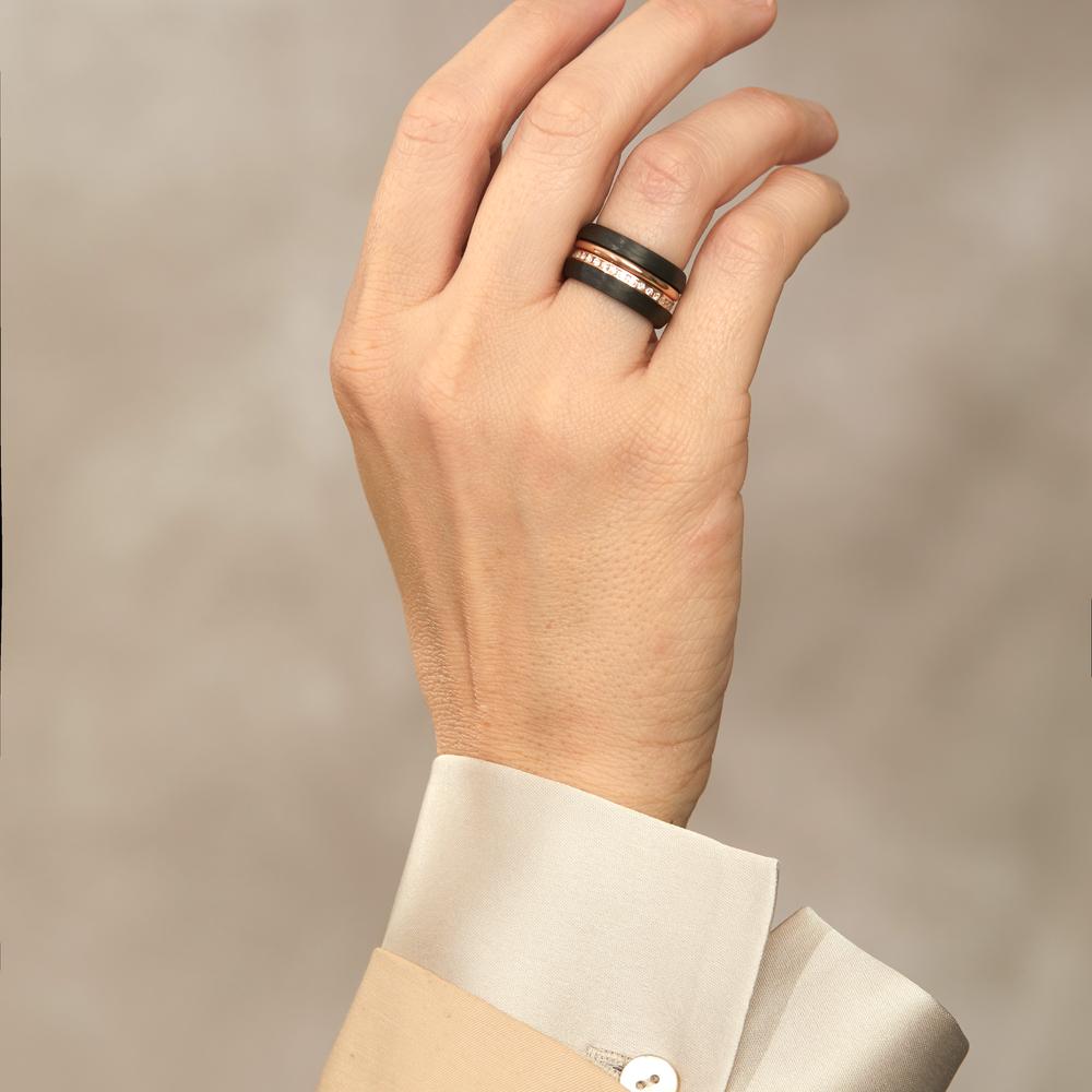 Gyűrű szett 750/18 K vörös arany, Szén Gyémánt 0.50 ct, w-si