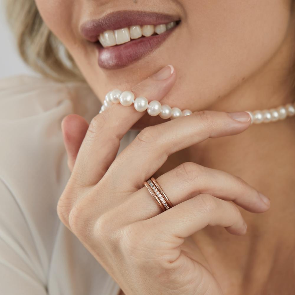 Gyűrű szett 750/18 K vörös arany Gyémánt 0.50 ct, w-si