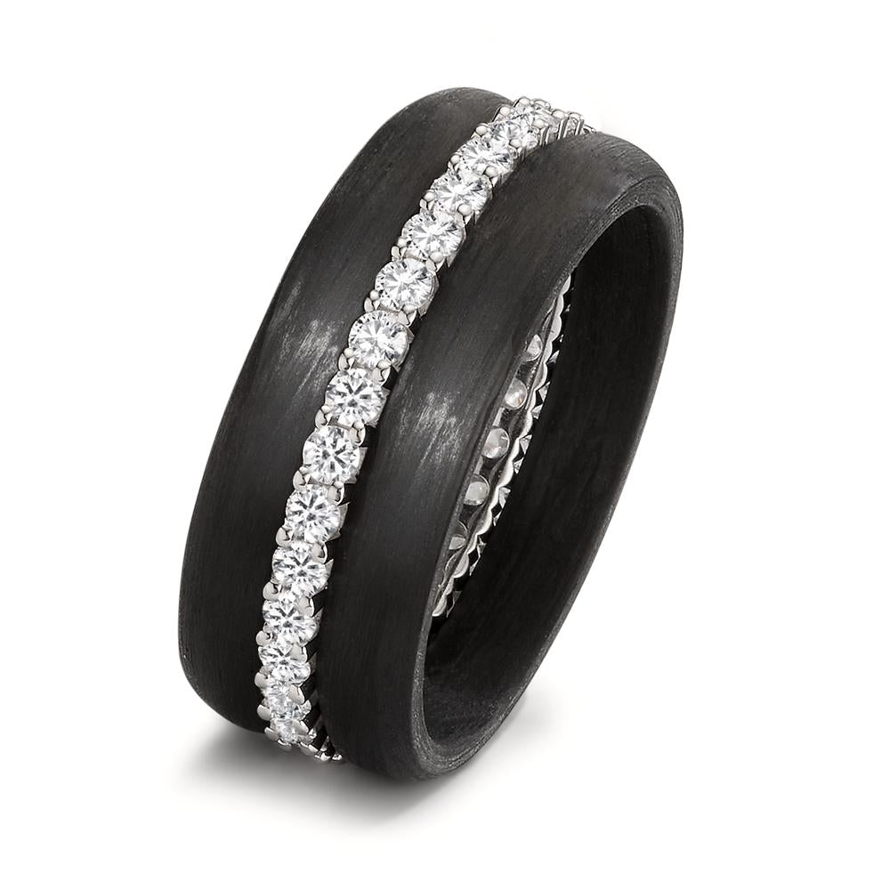 Gyűrű szett 750/18 K fehér arany, Szén Gyémánt 0.75 ct, w-si