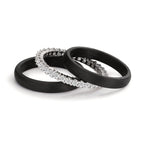 Gyűrű szett 750/18 K fehér arany, Szén Gyémánt 0.75 ct, w-si