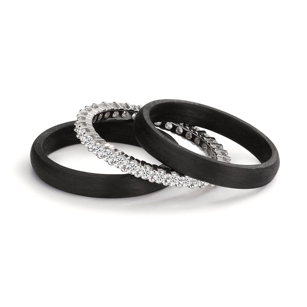 Gyűrű szett 750/18 K fehér arany, Szén Gyémánt 0.75 ct, w-si