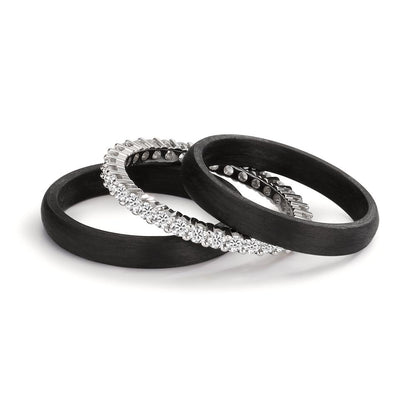 Gyűrű szett 750/18 K fehér arany, Szén Gyémánt 0.75 ct, w-si
