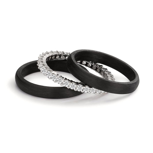 Gyűrű szett 750/18 K fehér arany, Szén Gyémánt 0.75 ct, w-si