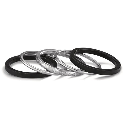 Gyűrű szett 750/18 K fehér arany, Titán Gyémánt 0.014 ct, w-si