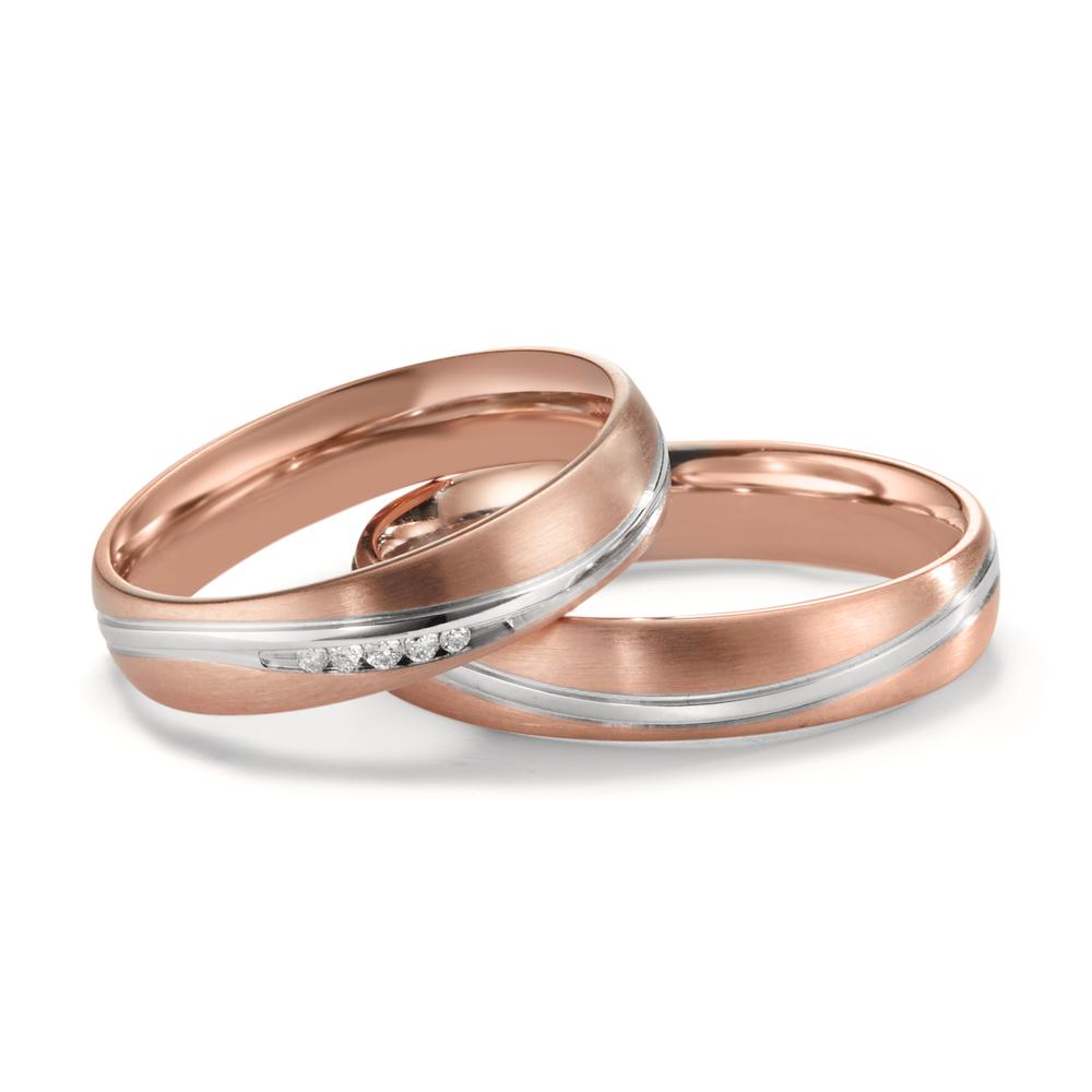 Partnergyűrű 750/18 K fehér arany, 750/18 K vörös arany Gyémánt 0.036 ct, 5 Kövek, w-si