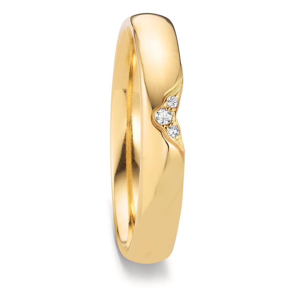 Partnergyűrű 750/18 K sárga arany Gyémánt 0.025 ct, 3 Kövek, tw-vsi