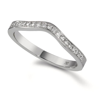 Memória gyűrű 750/18 K fehér arany Gyémánt 0.095 ct, 19 Kövek, tw-vsi