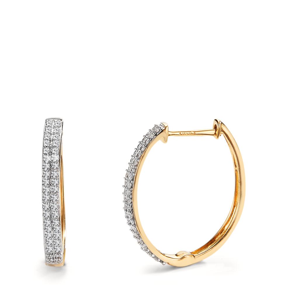 Patentzáras karika fülbevalók 750/18 K sárga arany Gyémánt 0.25 ct, 84 Kövek, w-si