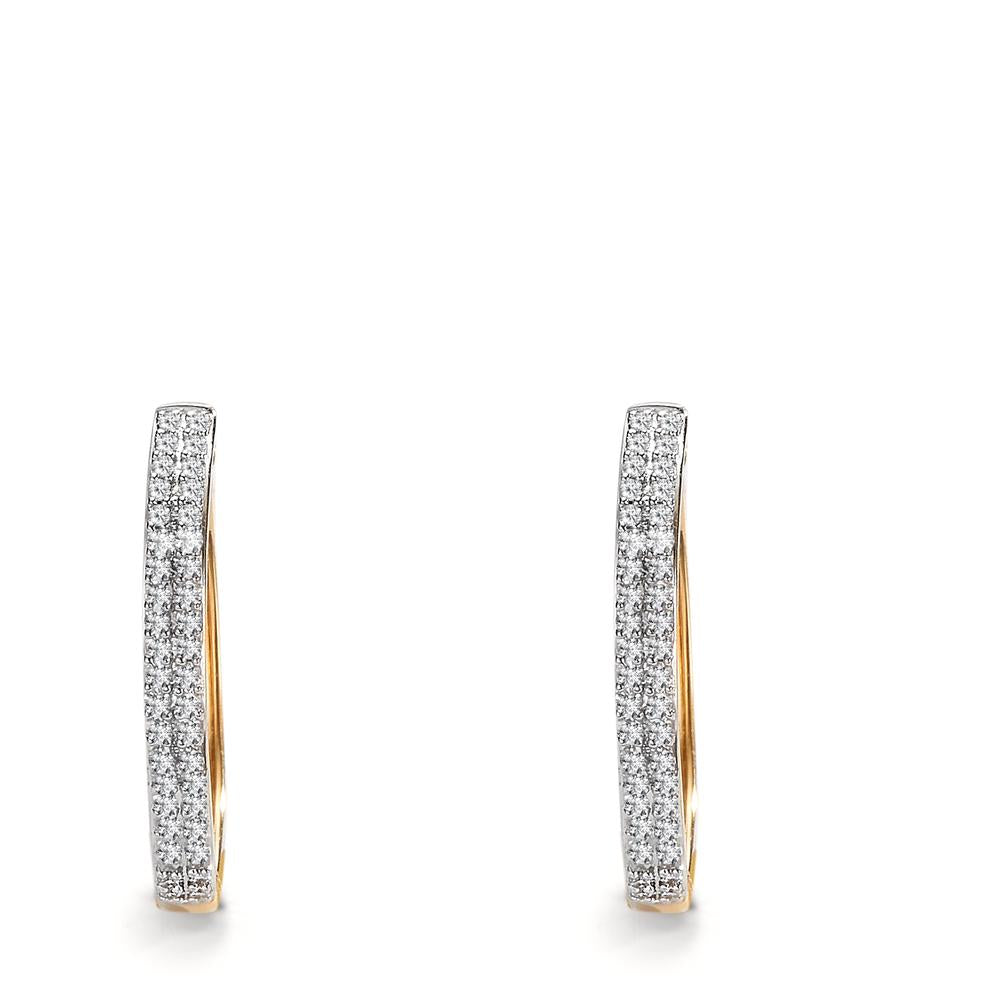 Patentzáras karika fülbevalók 750/18 K sárga arany Gyémánt 0.25 ct, 84 Kövek, w-si