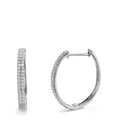 Patentzáras karika fülbevalók 750/18 K fehér arany Gyémánt 0.25 ct, 84 Kövek, w-si