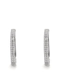 Patentzáras karika fülbevalók 750/18 K fehér arany Gyémánt 0.25 ct, 84 Kövek, w-si