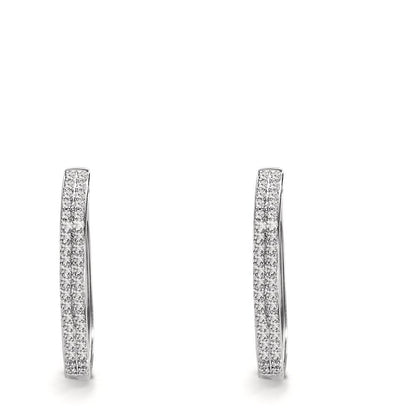 Patentzáras karika fülbevalók 750/18 K fehér arany Gyémánt 0.25 ct, 84 Kövek, w-si