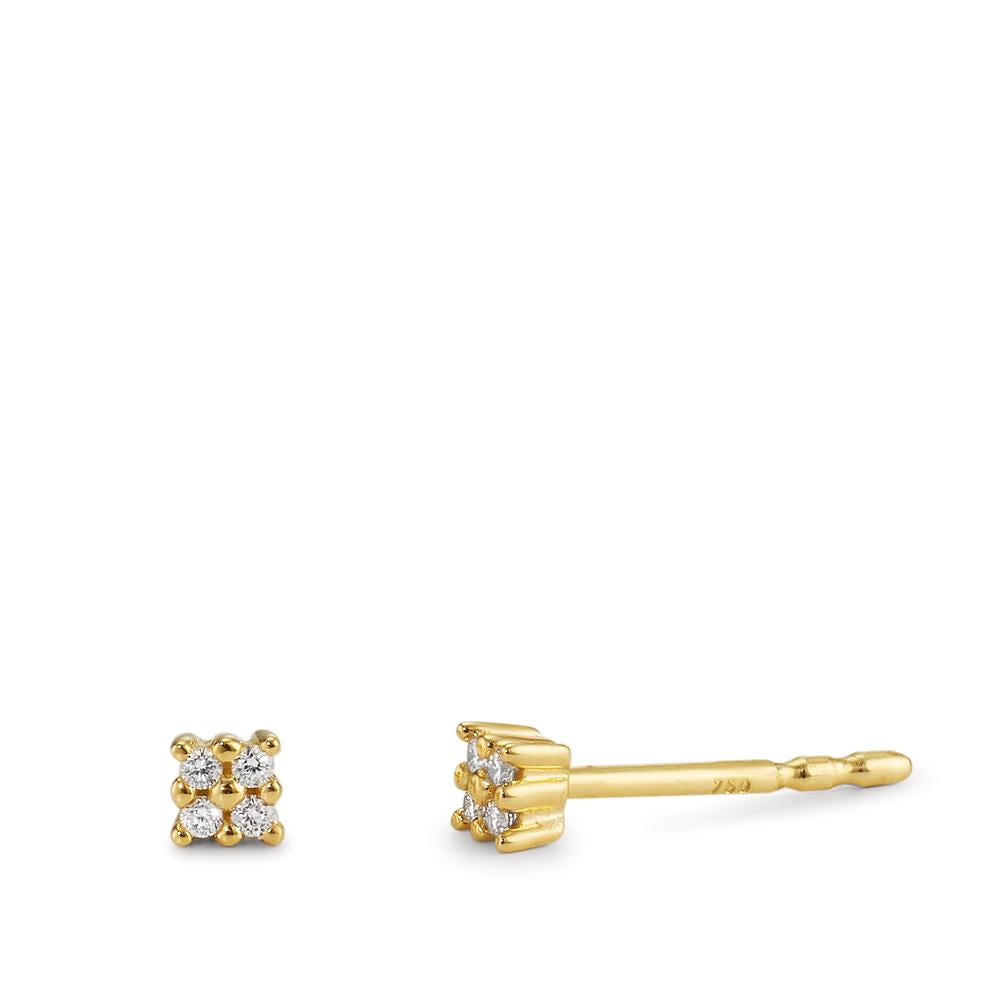 Fülbevaló 750/18 K sárga arany Gyémánt 0.04 ct, 8 Kövek, p1 Ø2.7 mm