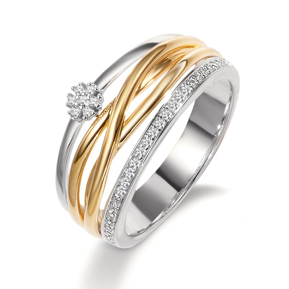 Gyűrű 750/18 K sárga arany, 750/18 K fehér arany Gyémánt 0.13 ct, w-si