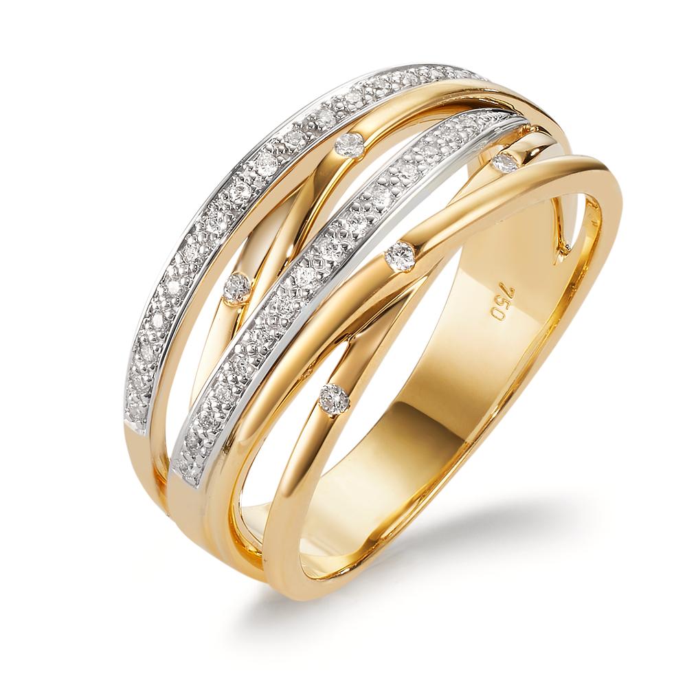 Gyűrű 750/18 K sárga arany, 750/18 K fehér arany Gyémánt 0.16 ct, w-si