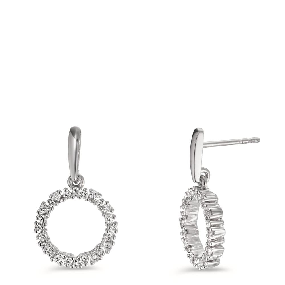 Függő fülbevaló 750/18 K fehér arany Gyémánt 0.33 ct, w-si Ø12.5 mm