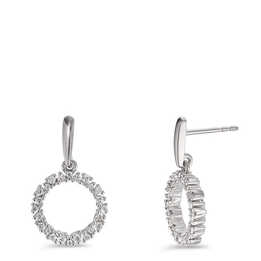 Függő fülbevaló 750/18 K fehér arany Gyémánt 0.33 ct, w-si Ø12.5 mm