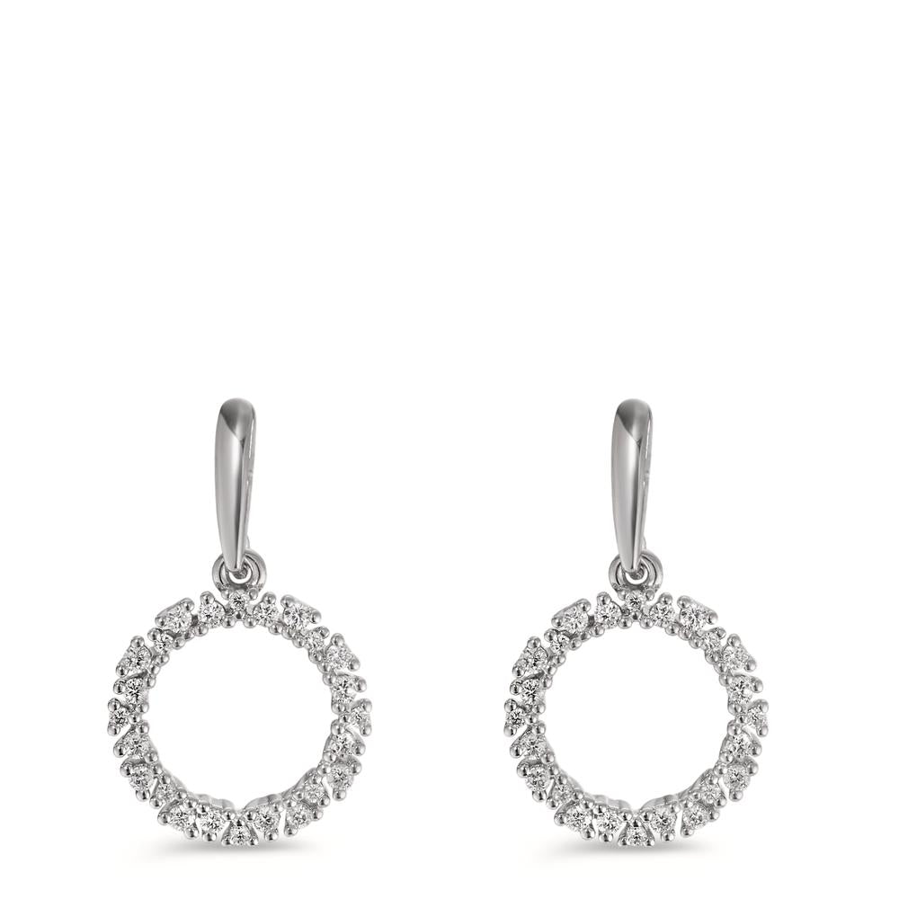 Függő fülbevaló 750/18 K fehér arany Gyémánt 0.33 ct, w-si Ø12.5 mm