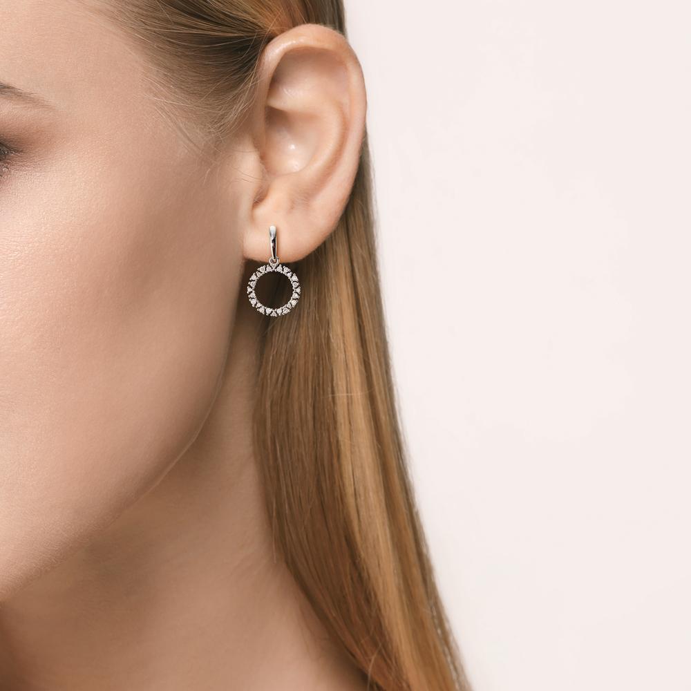 Függő fülbevaló 750/18 K fehér arany Gyémánt 0.33 ct, w-si Ø12.5 mm