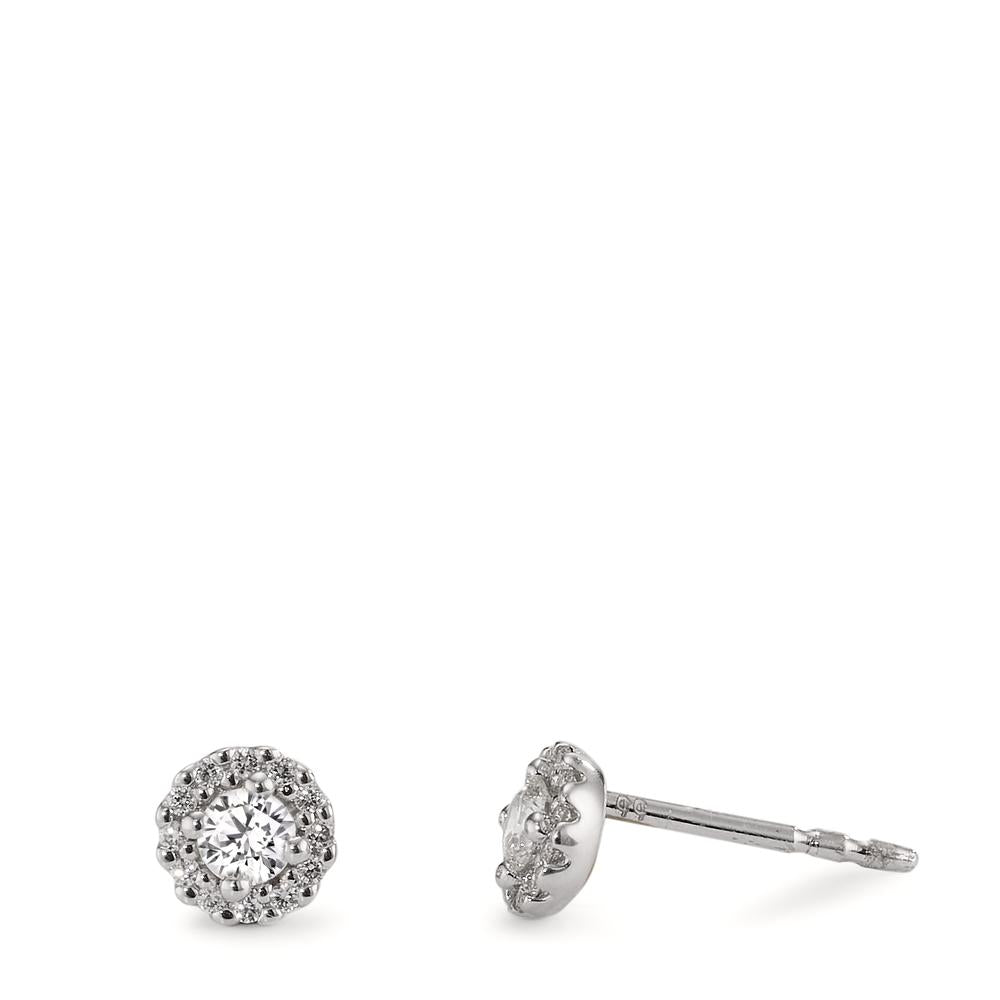 Fülbevaló 750/18 K fehér arany Gyémánt 0.24 ct, w-si Ø5 mm