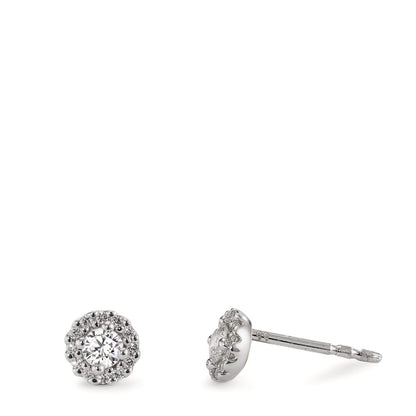 Fülbevaló 750/18 K fehér arany Gyémánt 0.24 ct, w-si Ø5 mm