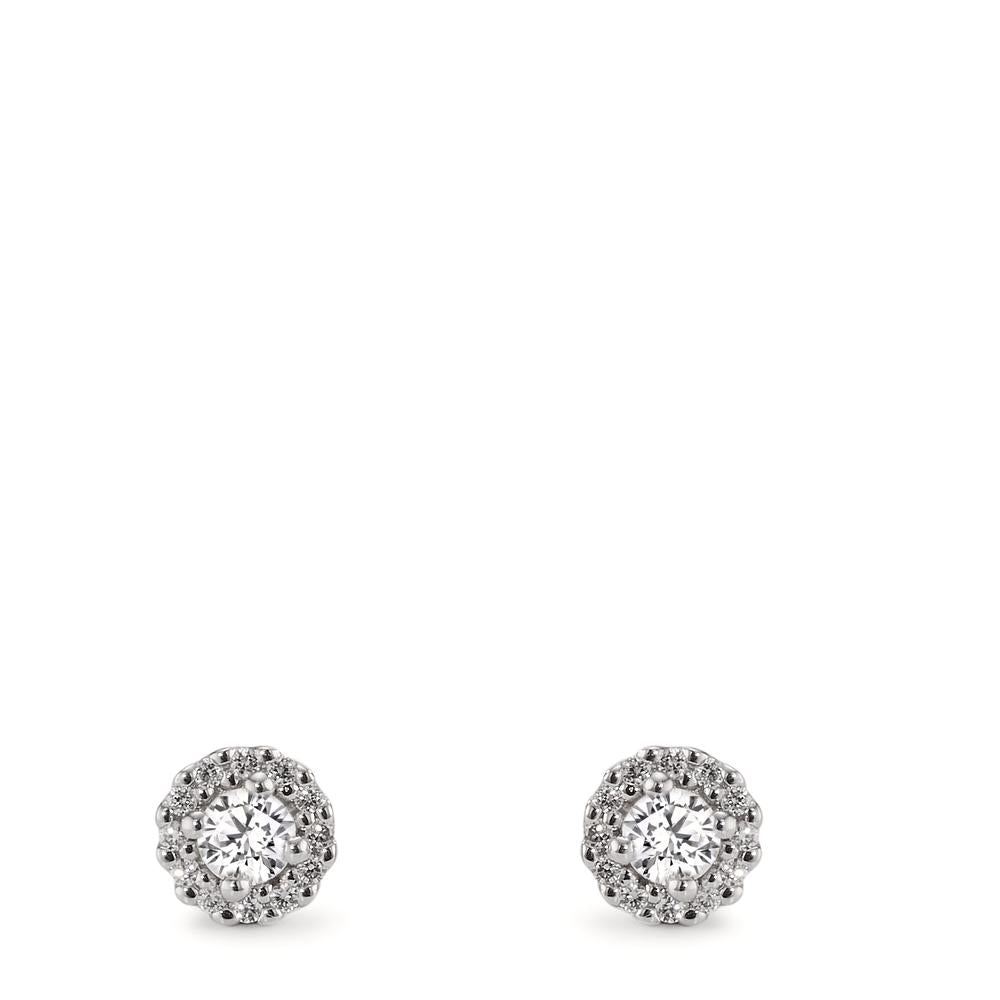 Fülbevaló 750/18 K fehér arany Gyémánt 0.24 ct, w-si Ø5 mm