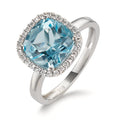 Gyűrű 750/18 K fehér arany Gyémánt 0.14 ct, w-si, Topáz Kék, 0.69 ct Ø12 mm