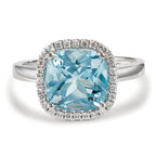Gyűrű 750/18 K fehér arany Gyémánt 0.14 ct, w-si, Topáz Kék, 0.69 ct Ø12 mm