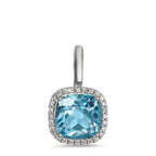Medál 750/18 K fehér arany Gyémánt 0.14 ct, w-si, Topáz Kék, 0.69 ct Ø11.5 mm