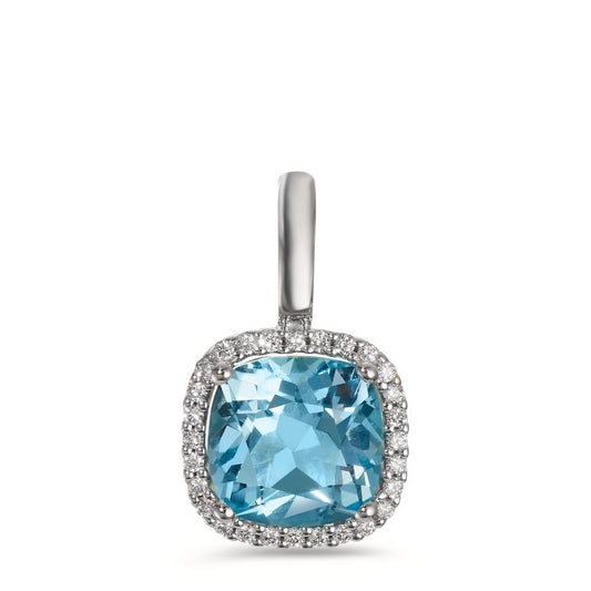 Medál 750/18 K fehér arany Gyémánt 0.14 ct, w-si, Topáz Kék, 0.69 ct Ø11.5 mm