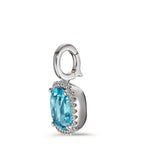 Medál 750/18 K fehér arany Gyémánt 0.14 ct, w-si, Topáz Kék, 0.69 ct Ø11.5 mm
