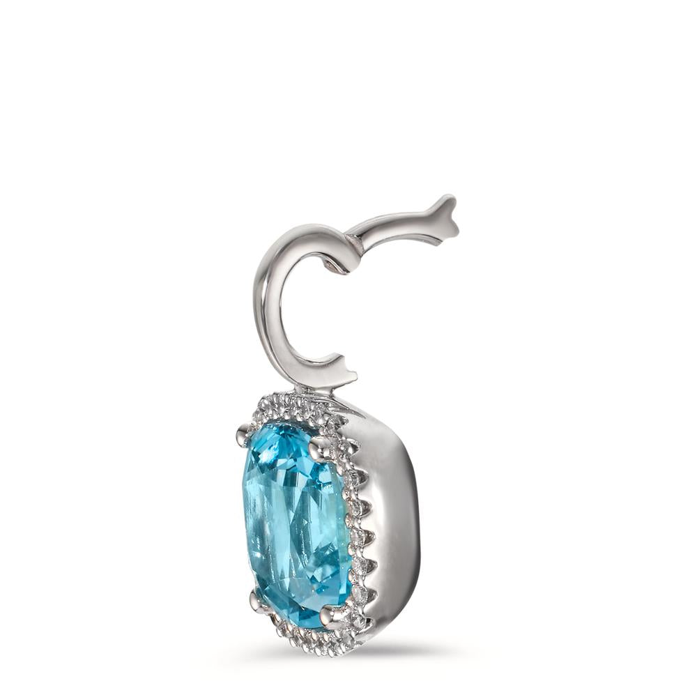 Medál 750/18 K fehér arany Gyémánt 0.14 ct, w-si, Topáz Kék, 0.69 ct Ø11.5 mm
